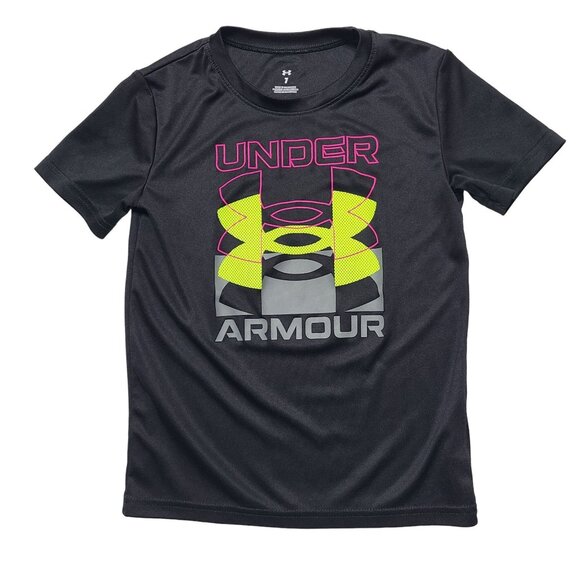 Under Armour Other - Under Armour Boys Short Sleeve T-Shirt Size 7 Black Polyester Graphic Tee